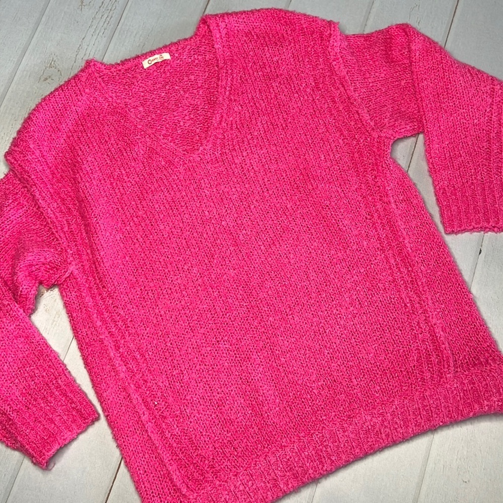 Hot Pink Vneck Sweater Size S/M